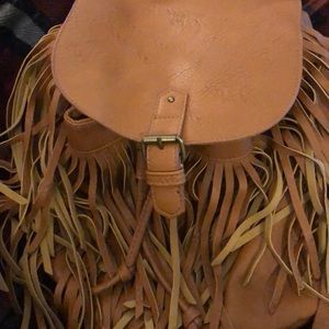 Mossimo drawstring fringe backpack
